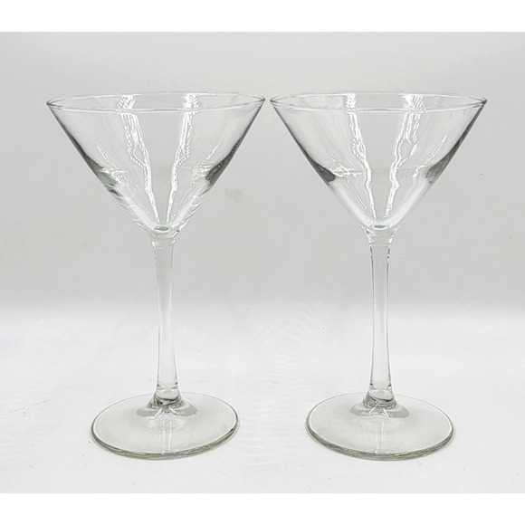 2 Libbey Clear Long Stem Martini 10 oz Bar Drinking Glasses Stemware USA - Picture 4 of 7